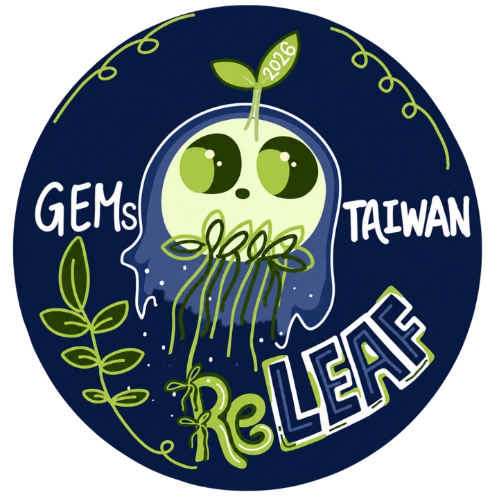 The ReLeaf team logo: a seedling-headed mascot with roots, ringed by the words GEMS Taiwan.
